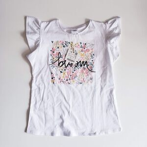 Zara Floral Girls Ruffle Sleeve Tee Shirt Size 9 NWT